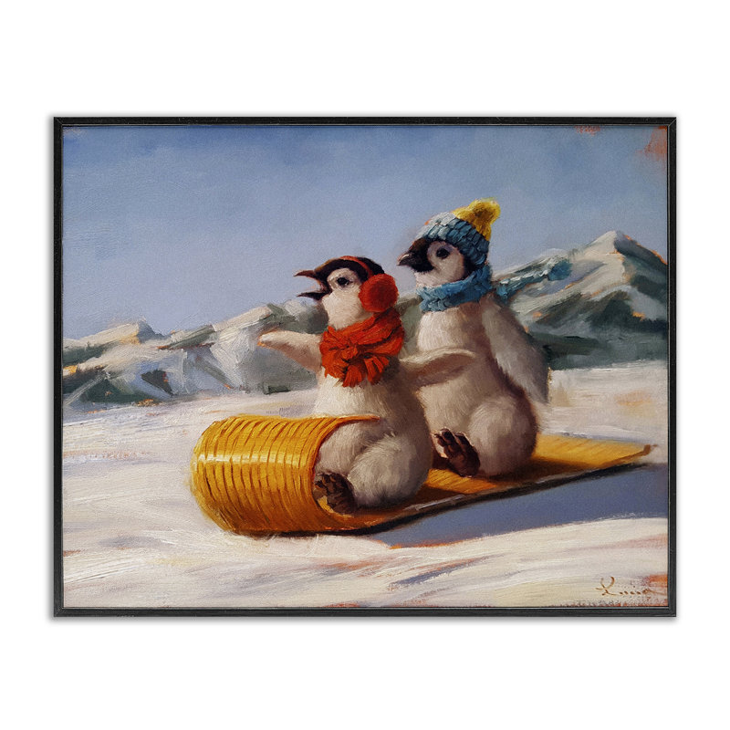 «Toboggan Sleigh Ride Penguins», estampe numérique, design par Lucia Heffernan, H 11 po x l 14 po