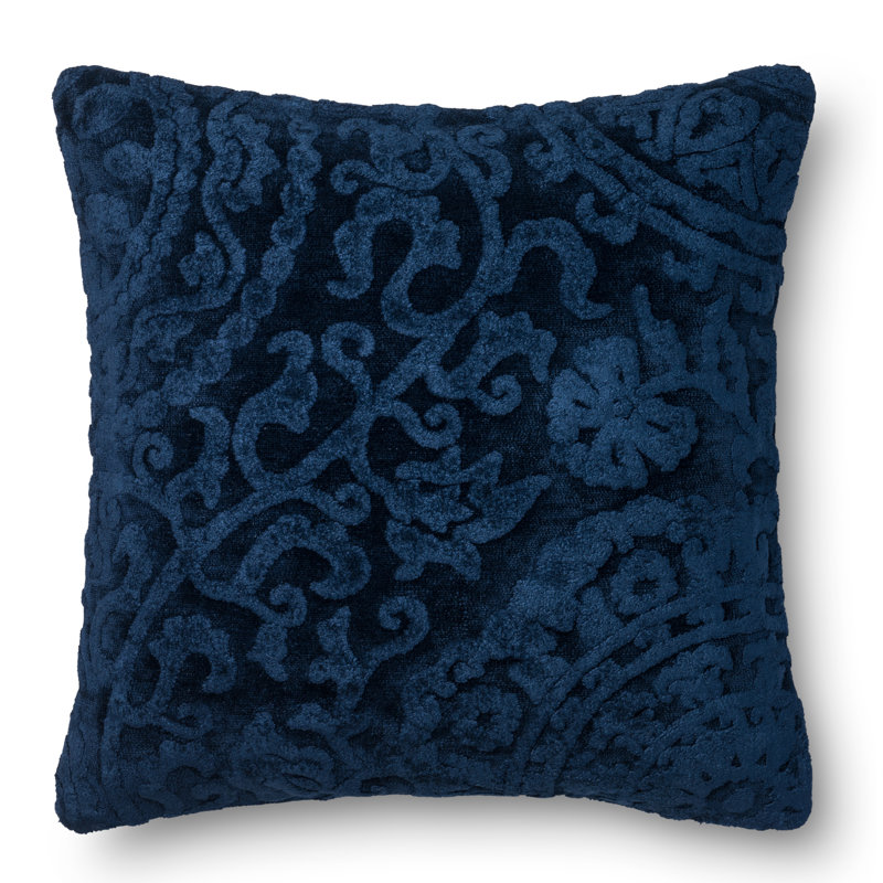Damask Pillow Cover, Indigo, Down