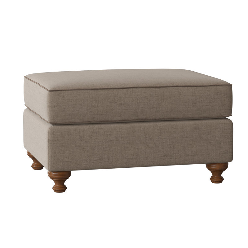 Duckling Upholstered Ottoman, Peyton Navy Performance Twill, Pecan