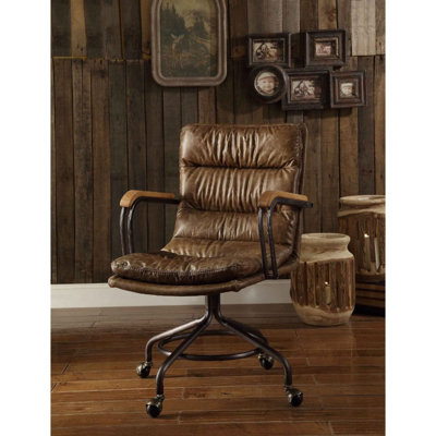 Antonioni Industrial Upholstered Arm Office Chair with 4-Star Base,Ergonomic Executive Chair ,Task Chair
