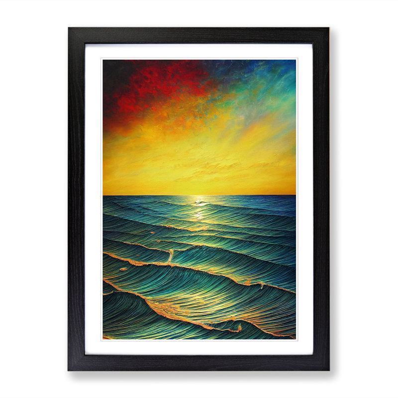 Seascape - Single Picture Frame Painting, Black, 64cm H x 46cm W x 2cm D