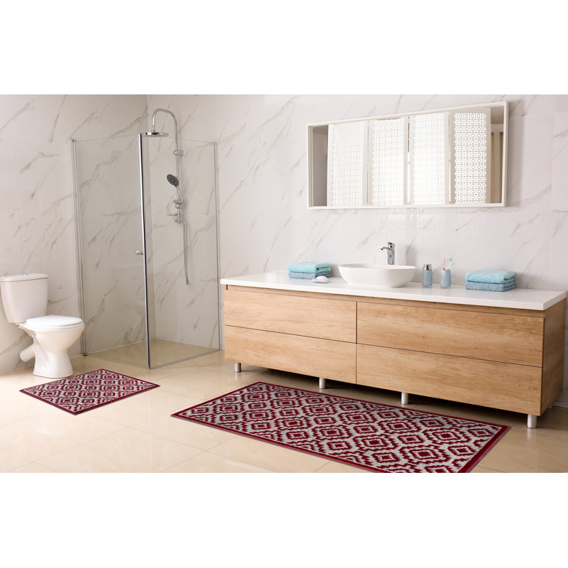 Malessa Non-Slip Bath Rug, 59" L x 24" W / 35" L x 24" W