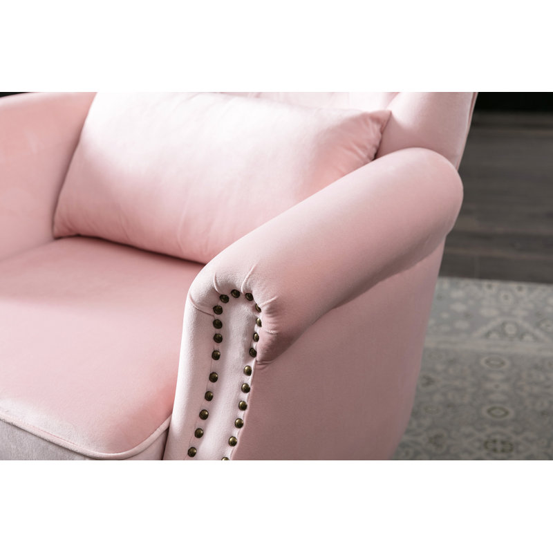 Kimmie Upholstered Club Chair, Pink Velvet