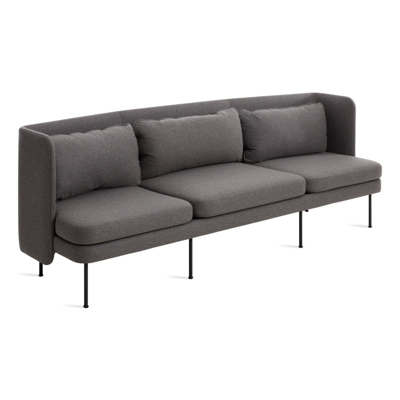 Bloke Sofa, Gabro Gray Wool Blend, 34" H x 95" W x 32" D, Oblivion