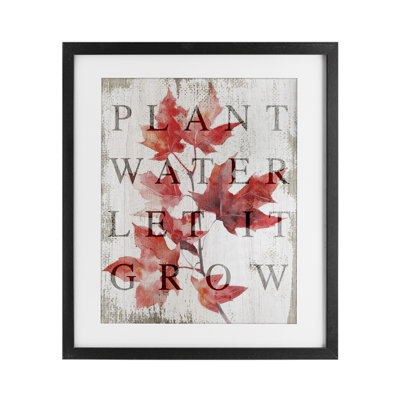 «Plant Water Let It Grow», reproduction encadrée sous verre, design par Lil 'Rue
