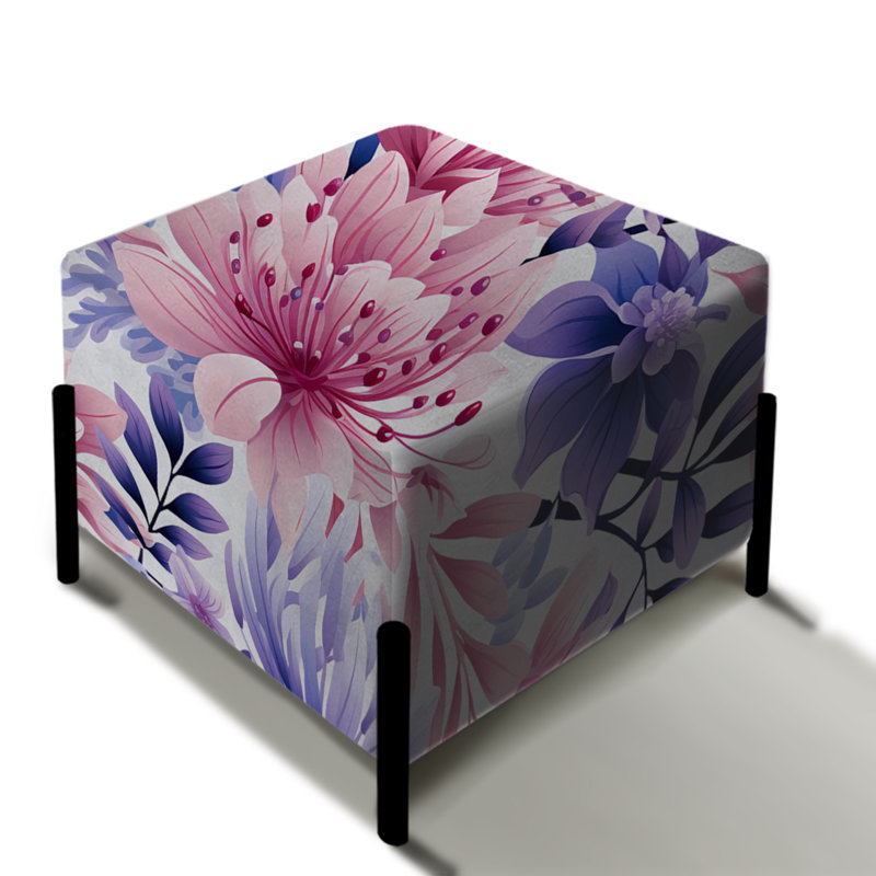 Violet Violet Floral Garden - Repose-pieds floral carré