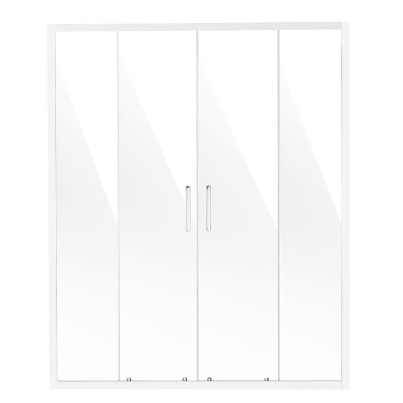 Porte de douche coulissante double semi-sans cadre en verre trempé 1/4 po chrome, Chrome