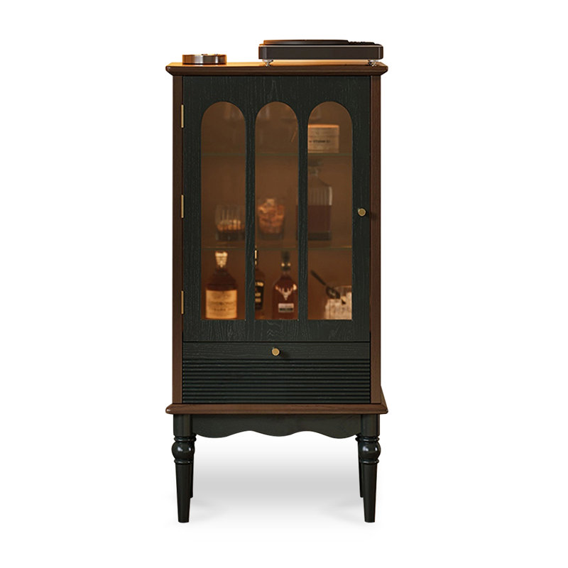 Buffet en noyer et bois massif noir, Black;Walnut