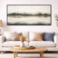 Toile neutre alpine, art mural montagne minimaliste, horizon, impression de paysage paisible avec pics