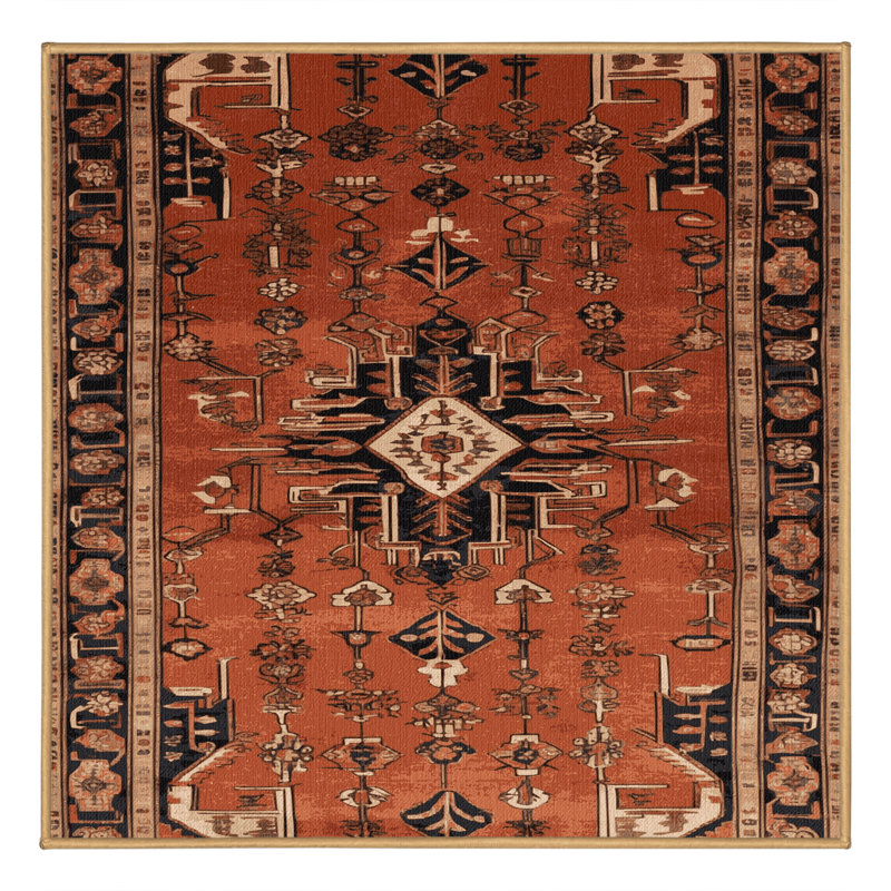 Tapis brun lavable à la machine, Carré 7 pi