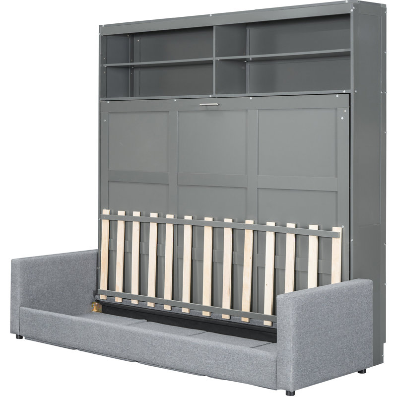 Grand lit gris avec option de couchage polyvalente pour maximiser le nombre de pièces