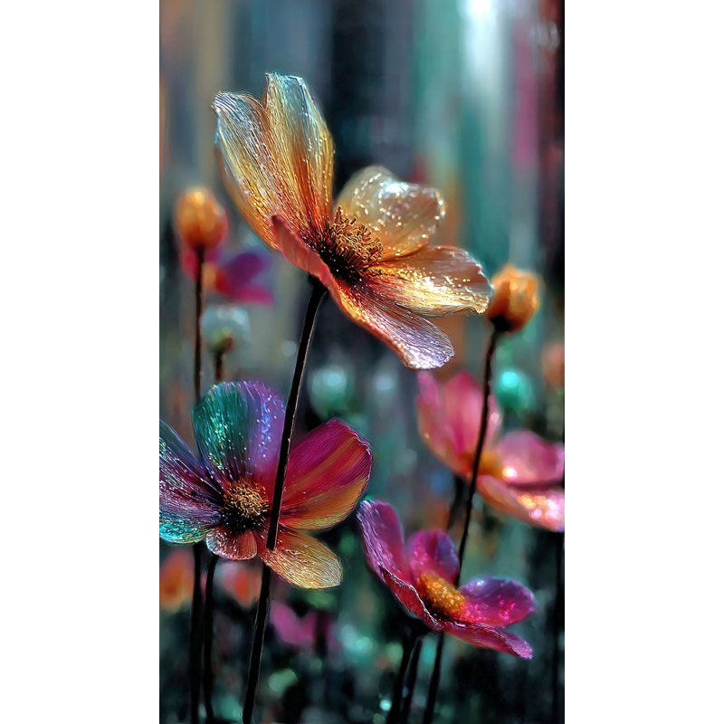 Radiant Cosmos - Cosmos, art mural sur toile florale, H 36 po x l 20 po
