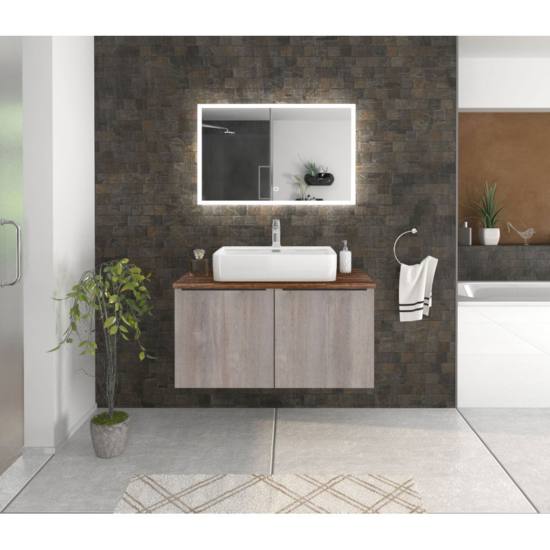 Bathroom Vanity with Basin, Alpine white/Oak gray/Vintage navy