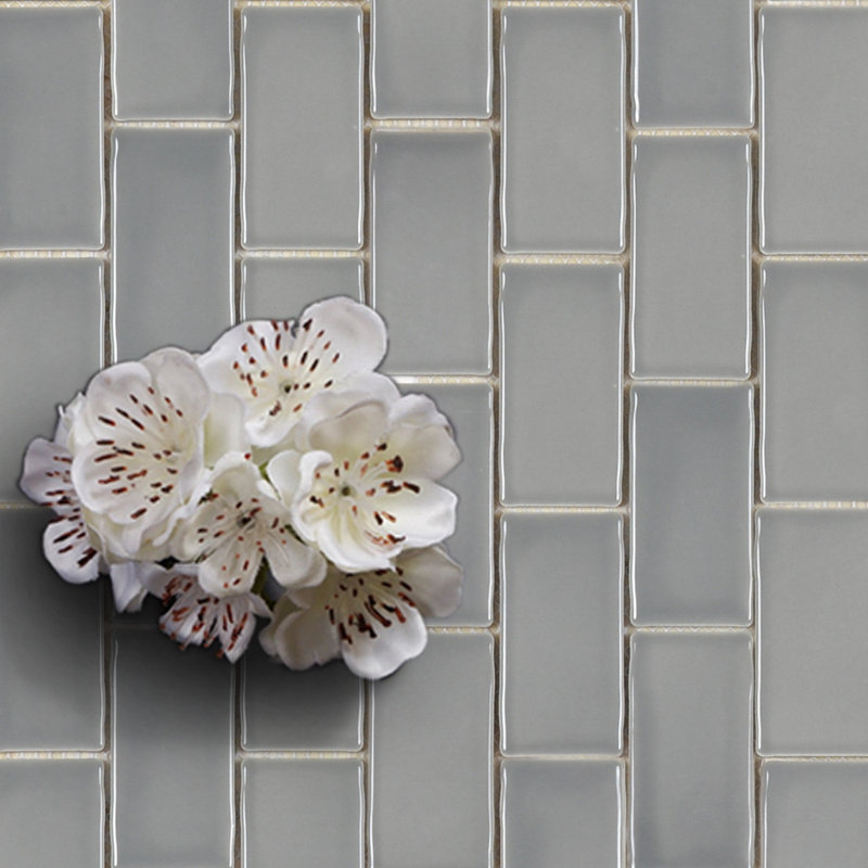 Metro Moon 14.13'' x 10.25'' Porcelain Mosaic Tile, Light Gray