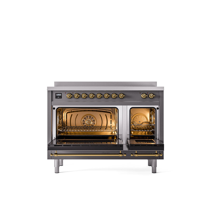 ILVE Nostalgie II 48 in Induction Range, Graphite Matte/Brass