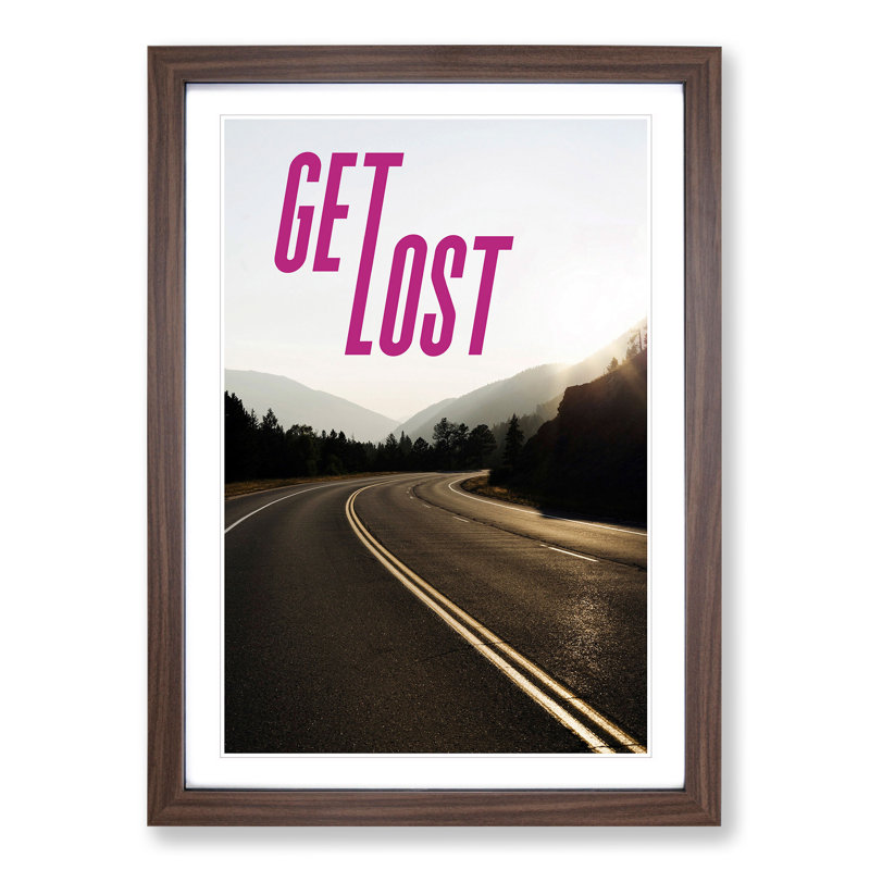 Get Lost - Picture Frame Graphic Art, 48cm H x 36cm W x 2cm D, Walnut