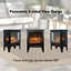 Poêle électrique 15 po, flamme 3D, chaleur 1400W / 700W, 5000 / H, chauffage 400 pieds carrés, DEL 50000 heures, compact, noir avec effet de flamme, zone de chauffage, autoportant,