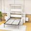 Lit escamotable double en bois avec tablettes intégrées et canapé rembourré-1604552888