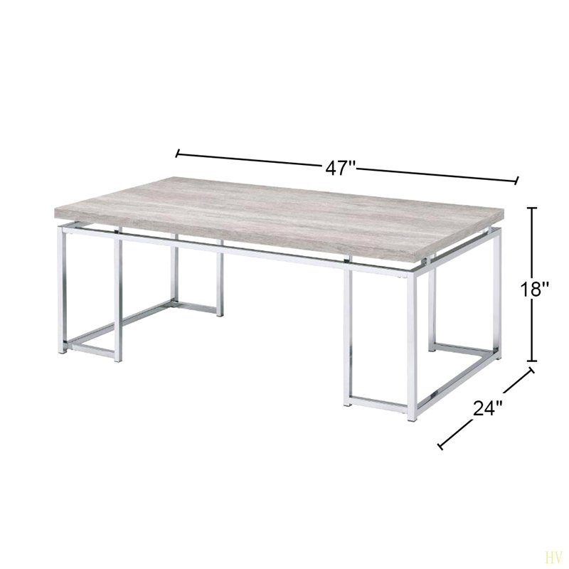 Rectangular Coffee Table With Metal Sled Base And Chrome