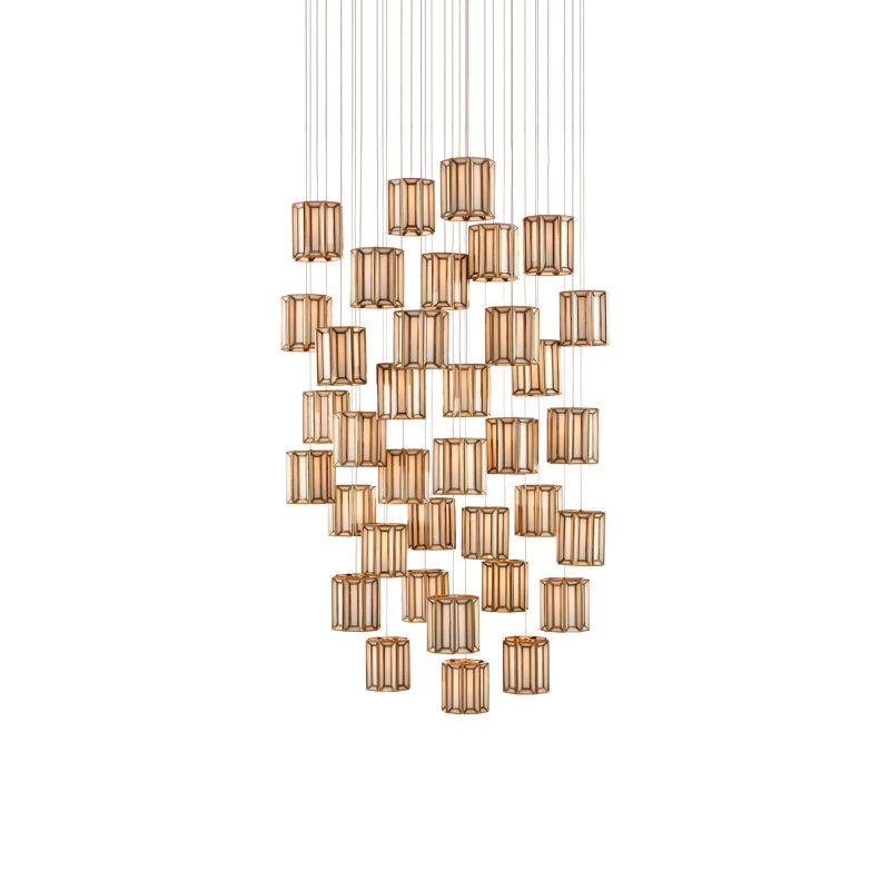 Daze 36 - Light Antique Brass, White, Silver Cluster Pendant