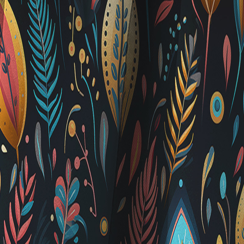 Tribal Frivolity Boho Motif IV - Rideau Boho - Rideau abstrait en velours occultant - 1 panneaux, L 52 po x L 84 po