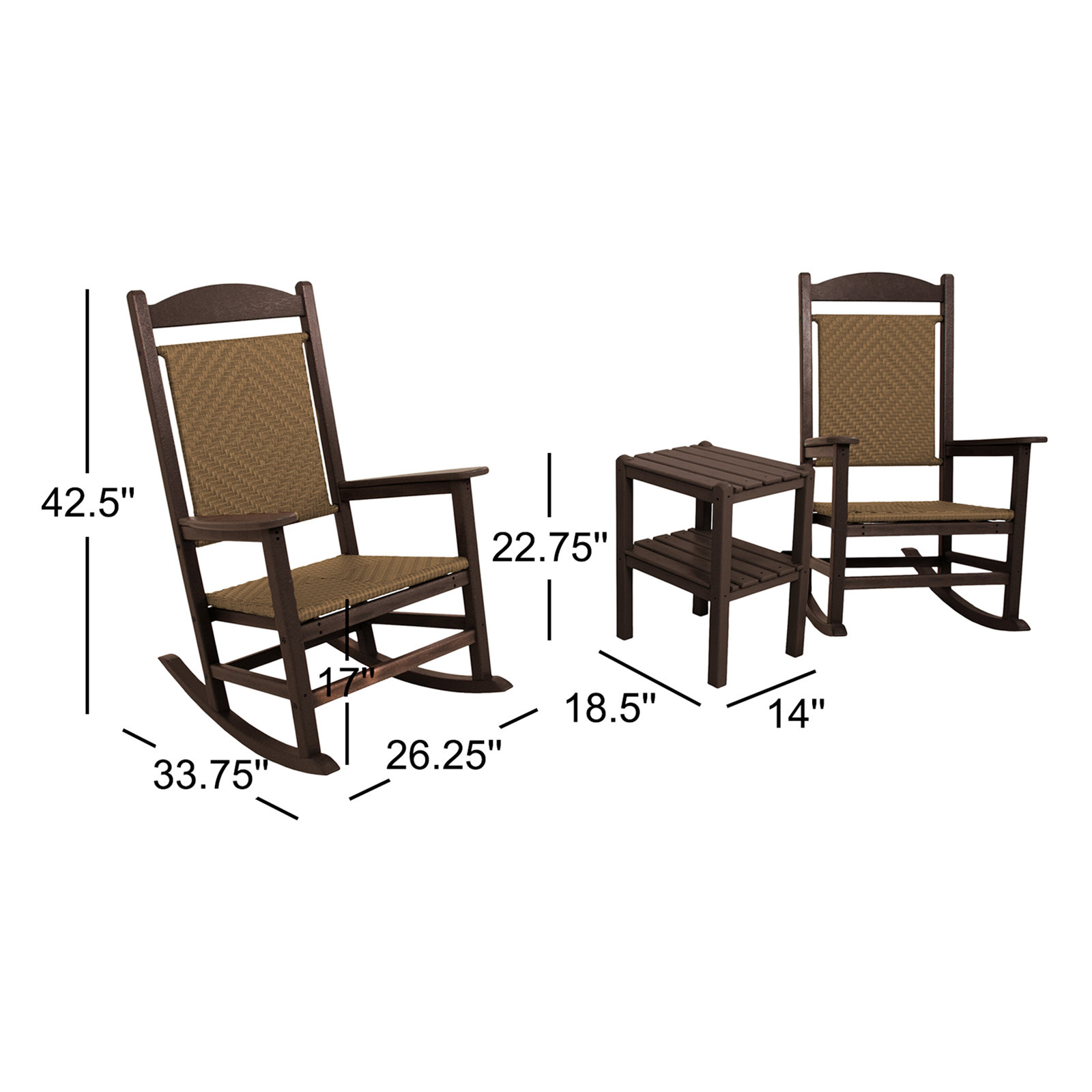 POLYWOOD® Rocker 2-Person Patio Seating Group