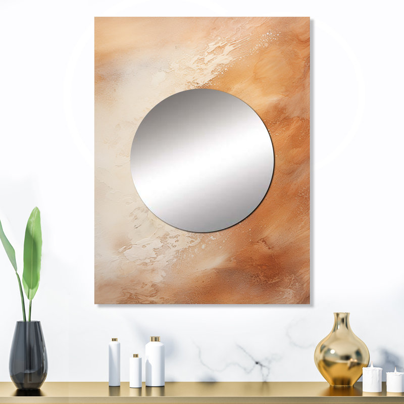 Scoria Beige Sandy Clouds Horizon V - miroir mural grand nuage, miroir traditionnel unique, impression d'art en métal