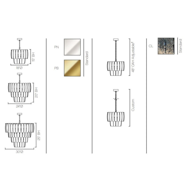 Lustre Venetian Empire Gloria, Nickel bruni, H 15 po x l 18 po x P 18 po, Transparent