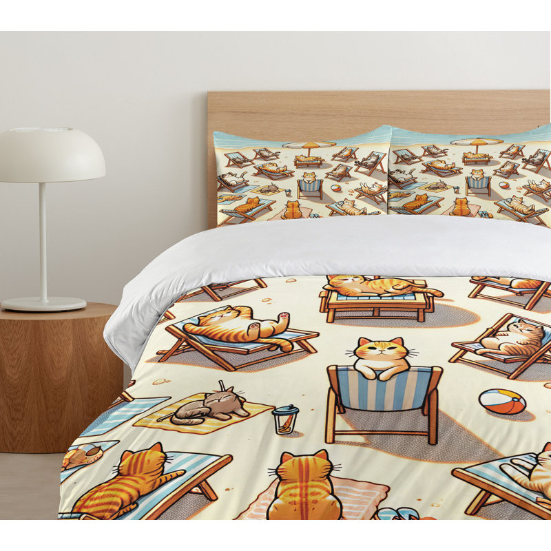 Cat Duvet Cover, King Duvet Cover + 2 Standard Shams