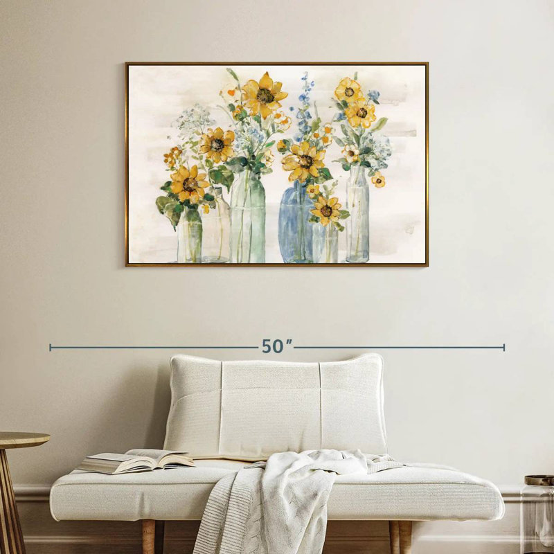 Tournesol spectaculaire, Cadre flottant doré, 43 po x 29 po