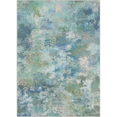 2x3 Ft   Rugs For Entryway Entrance,Low Pile Carpet With Non Slip Backing, Blue Green