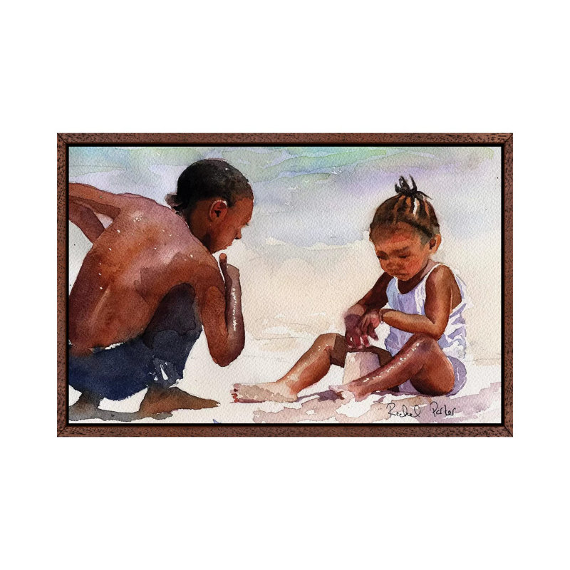 Sandcastle 1 Piece Painting on Canvas, 66.04 cm H x 45.72 cm W, Classic Brown Wood Framed