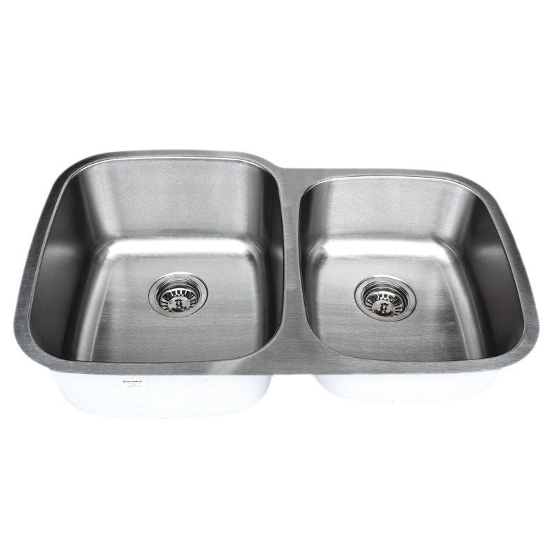 Craftsmen Series 32.13'' L Double Bowl Stainless Steel Kitchen Sink