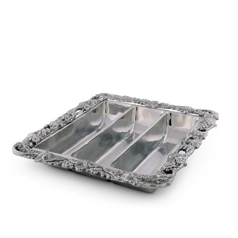 Arthur Court Polished Aluminum Grape Flatware Caddy Organizer