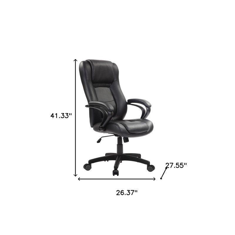 Black Adjustable Swivel Faux Leather Rolling Office Chair