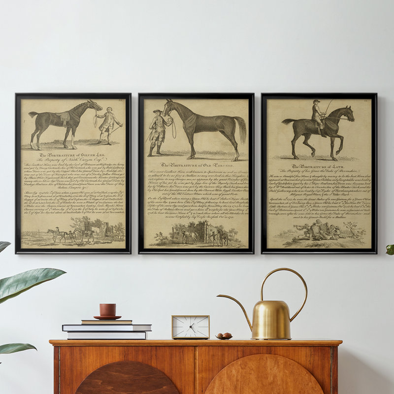 Horse Portraiture I - Toile tendue avec châssis sur mesure - 3 pièces, H 19 po x l 27 po