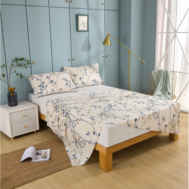 Sateen Floral Flat Sheet, Queen