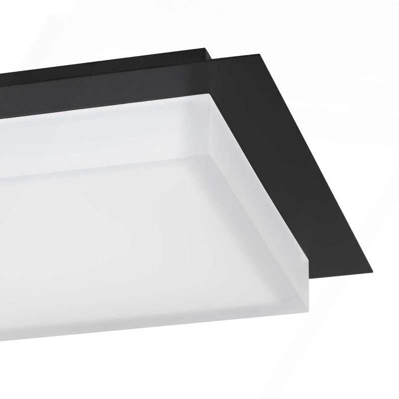 14" Square Black Integrated LED Flush Mount, Black, 2.75" H x 14" W x 14" D