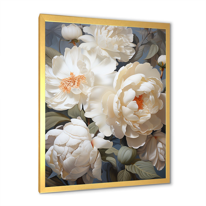 «Beige Fragrant Peony Bliss I» sur toile, H 32 po x l 16 po x P 1 po, Cadre photo doré