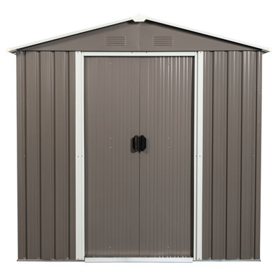 Remise en métal de 6 pi x 5 pi en fer galvanisé gris pour une durabilité à long terme et un rangement polyvalent pour l'extérieur