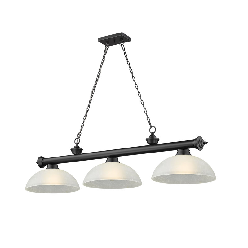 Billard 3 lumières Annaleisa, Bronze plaqué, Lin blanc