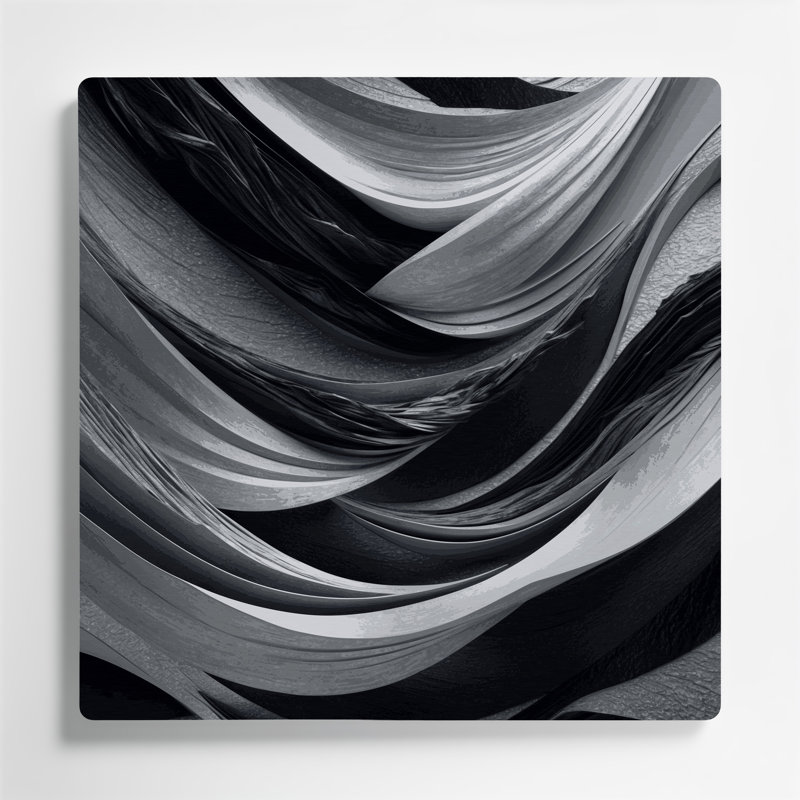 Abstrait paysage 77, art mural gris en métal, H 8 po x l 8 po