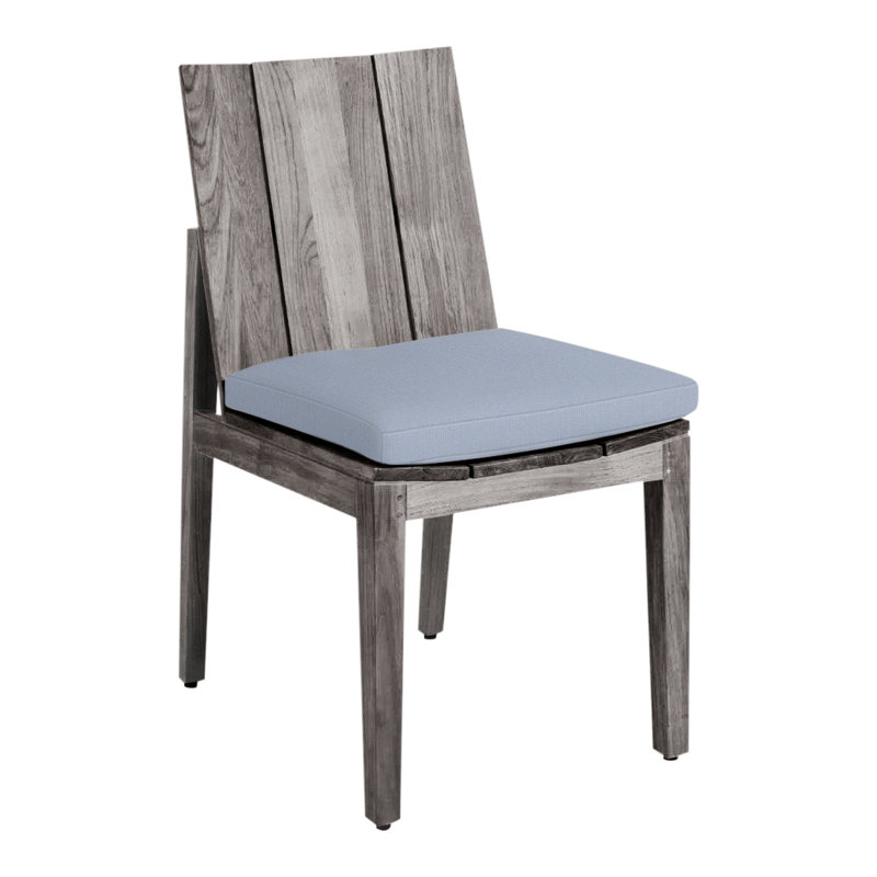 Chaise d'appoint en teck Ashland - Huître, Teck huître, Pas de soudure, Sunbrella® ‑ Arbor Chambray colombe