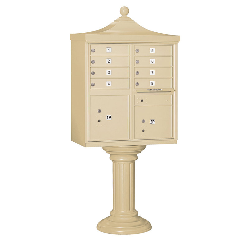 Regency 8 Door Rear Load Aluminum 4C Horizontal Cluster Multi-Unit Mailbox, Sandstone