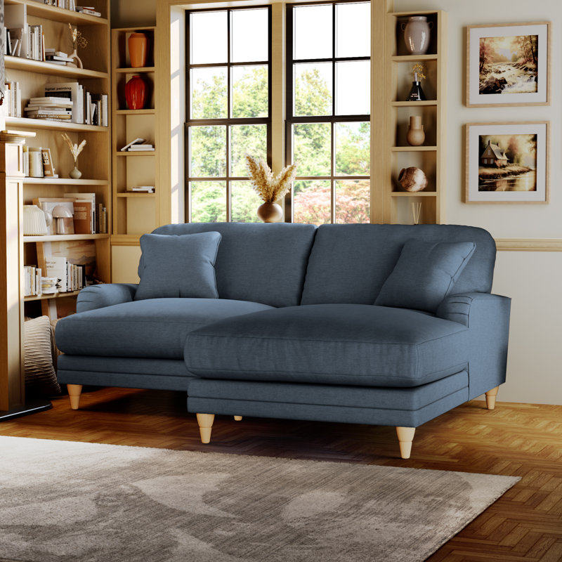 Elfur 3 Seater Sofa & Chaise, Right Hand Facing, Country Oak, Marine