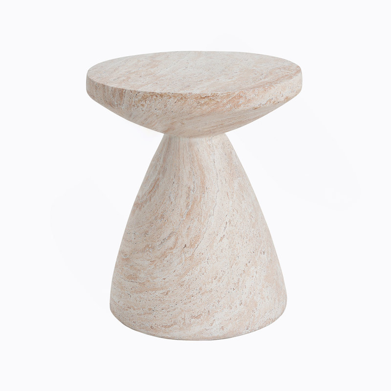Table d'appoint d'extérieur / d'intérieur en béton léger, finition travertin
