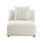 Ensemble de canapés d'angle modulaires luxueux 4 pièces, fauteuils sans accoudoirs, coussins beiges rembourrés, mobilier de salon moderne en bois massif.