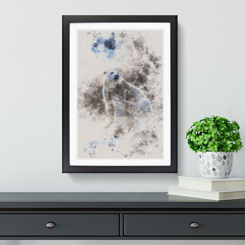 Polar Bear - Picture Frame Painting Print, 33cm H x 24cm W x 2cm D, Black Framed