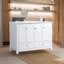 Meuble-lavabo de salle de bain avec lavabo en céramique, 4 portes et 2 tiroirs-1172673605