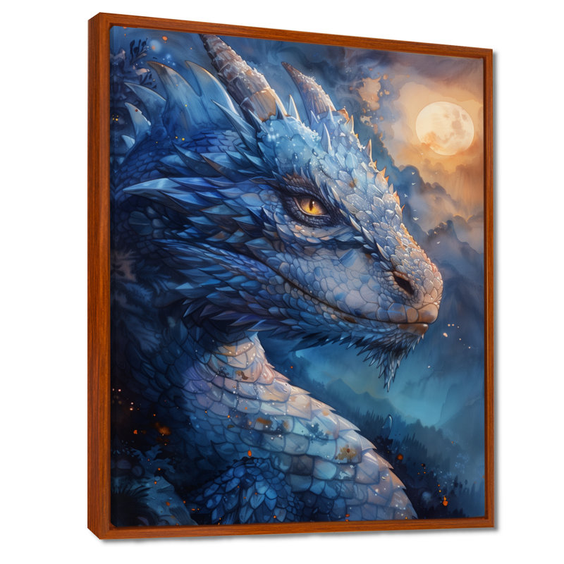  «Blue Moonlit Flight Dragon II - Dragons», reproduction d'art mural, H 20 po x l 12 po x P 1 po
